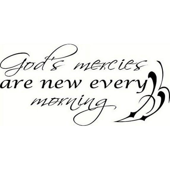 God's Mercies Are New Every Morning, Bible Verse Inspired Vinyl Wall Decal by Scripture Wall Art, 11"x22" Black,