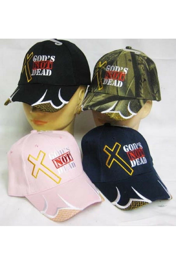 God's Not Dead Christian Cross Black Embroidered Cap Hat CAP842A TOPW