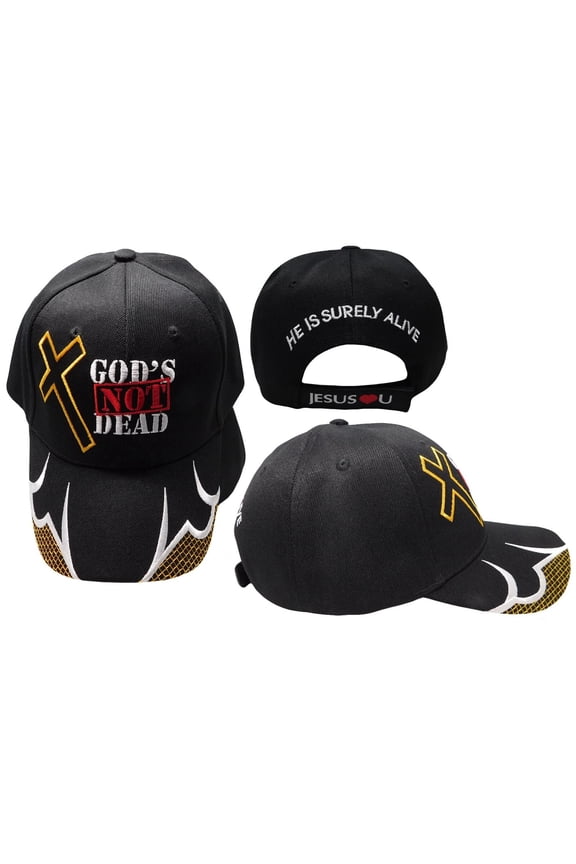 God's Not Dead Hat Ball Cap I Love Heart Jesus Black Christian Cross