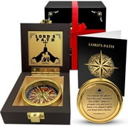 OakiWay God’s Path Compass – Brass Nautical Keepsake for Confirmation, Baptism or Graduation – Christian Gift for Men (Greeting Card Included)