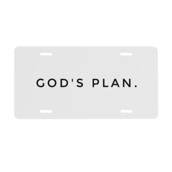 Gods Plan License Plate, Car Front License Plates With 4 Holes 6 * 12 Inches
