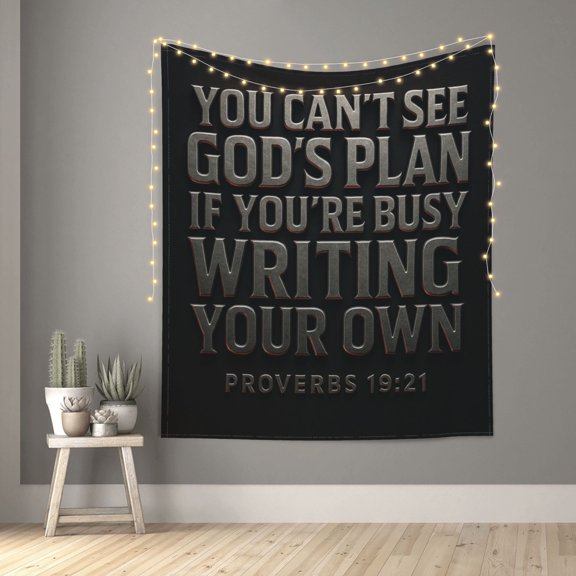 Gods Plan Proverbs 19 Tapestry Indian Wall Hanging Tapestries Room Decor for Bedroom Living Room Dorm 60X50inch