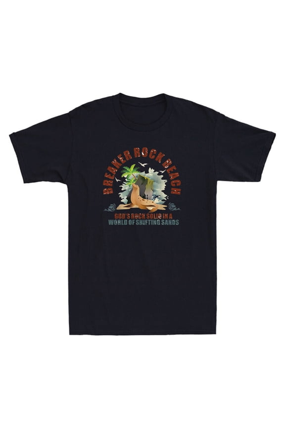 God's Rock Solid Breaker Rock Beach 2024 Christian Funny Graphic Men's T-Shirt