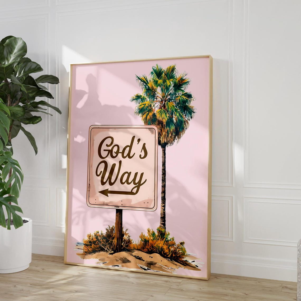 God’s Way Palm Tree Christian Wall Art, Unframed Canvas Size 24x36 ...
