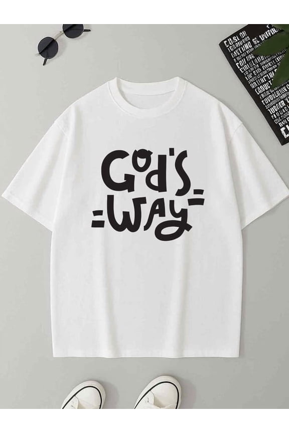 God's Way Tee for men 180G 100% Cotton white Trendy Unisex Shirt Printed tshirts Original Unisex Shirt Crewneck tshirts Casual Unisex Shirt Short Sleeve tshirts Original Unisex Shirt Printed tshirts