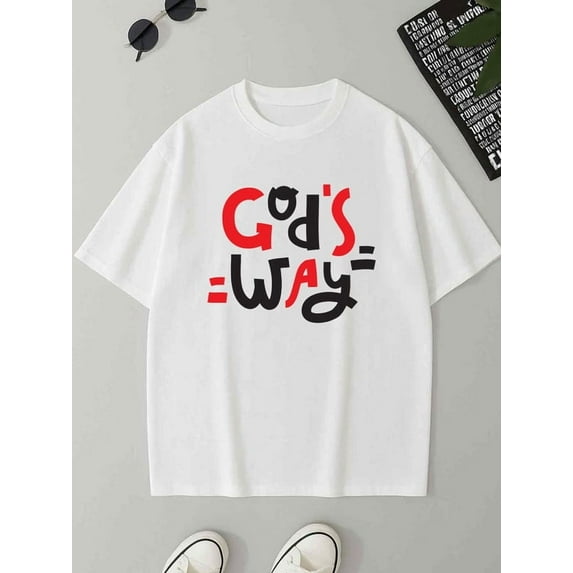God's Way Tee for men 180G 100% Cotton white Unique Design Unisex Shirt Short Sleeve tshirts Retro Unisex Shirt Graphic Tee tshirts Vintage Unisex Shirt Printed tshirts