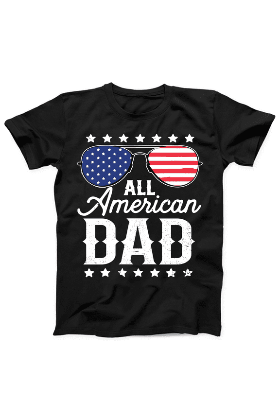 Dad Grandpa Classic American, All American Graphic Tee Black Top, Gift for Father's Day, Independence Day 2026