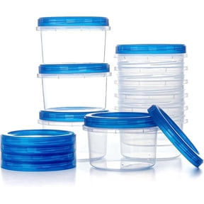 Godance [12 Pack-16 oz] Reusable Freezer Storage Container Sets with Airtight Twist Top Lid, Round BPA-Free Plastic Containers for Kitchen Meal Prep, Microwave, Dishwasher and Freezer Safe