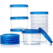 Godance [12 Pack-16 oz] Reusable Freezer Storage Container Sets with Airtight Twist Top Lid, Round BPA-Free Plastic Containers for Kitchen Meal Prep, Microwave, Dishwasher and Freezer Safe