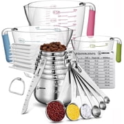 Godance 16-Piece Measuring Cups and Spoons Set, Nesting Stainless Steel Measuring Cups Spoons with 3 Plastic Measuring Cup 3 Brush, 1 Ruler for Dry and Liquid Ingredients, Kitchen Cooking & Baking
