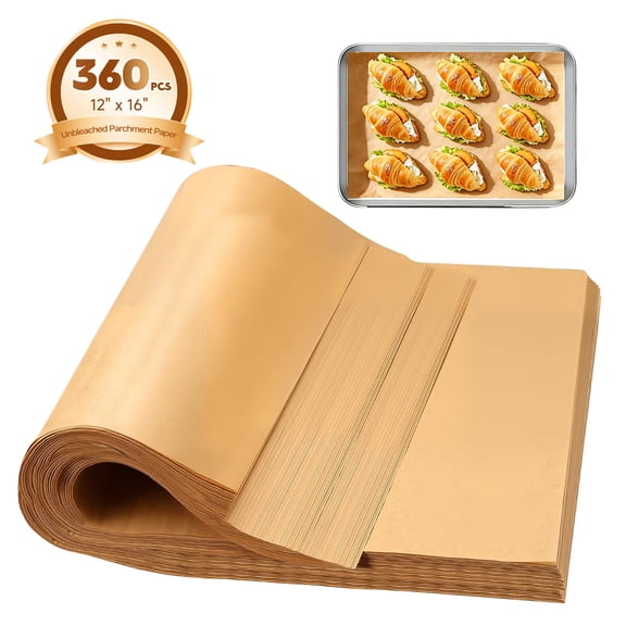 Godance 360 Count Parchment Paper Baking Sheets, 12 x 16 Inch Precut Non-Stick & Unbleached Baking Parchment, Flat Baking Paper Liner for Oven, Grilling, Air Fryer, Steaming, Fit for Half Sheet Pans