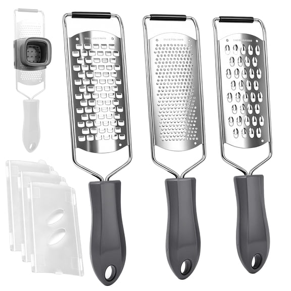 Godance 4 PCS Zester Grater Set, Professional Cheese Grater with Razor-Sharp Stainless Steel Blade - Fine, Coarse, Extra Coarse Grater & Attachment - Kitchen Tool for Parmesan, Lemon, Ginger, Garlic