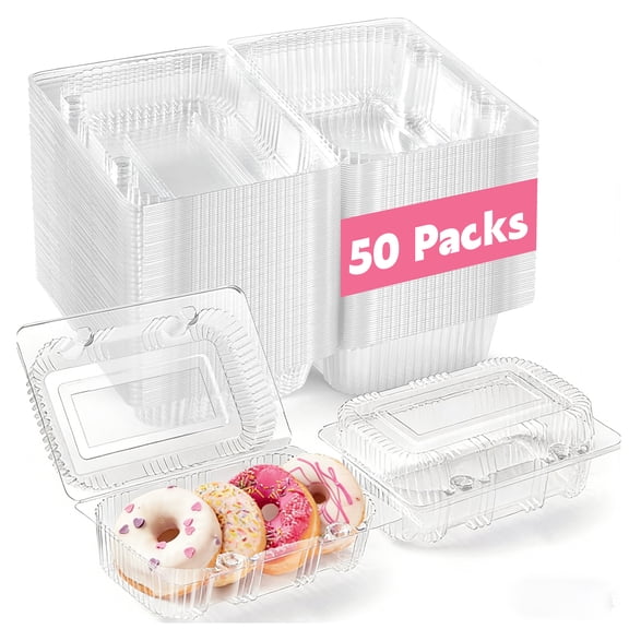 Godance 50 Pack Clear Plastic Clamshell Take Out Containers with Lids, 7.2" x 4.7"x 2.5" Plastic Hinged To Go Containers, Disposable Food Tray Boxes for Salad Pastry Sandwiches, BPA Free
