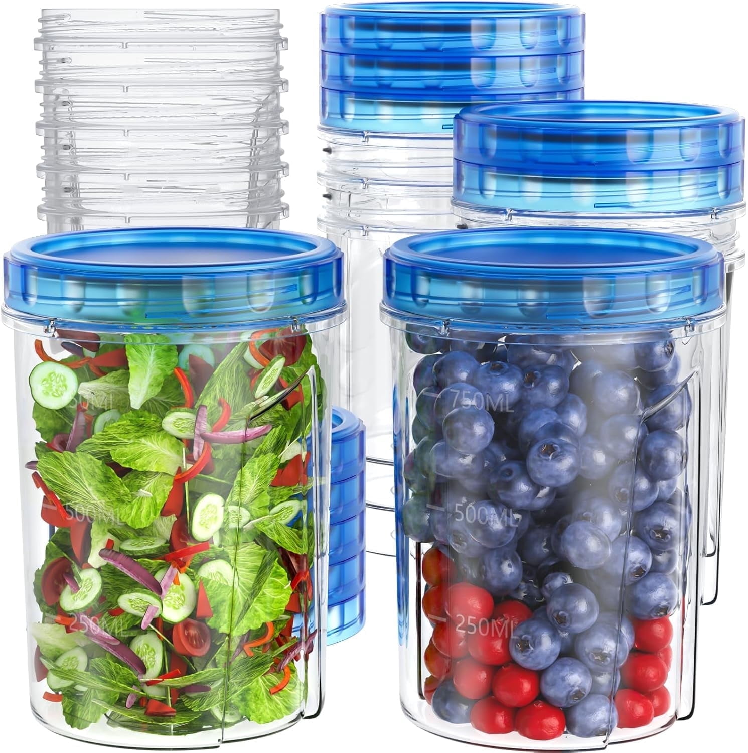 Godance 6 Pack 32 oz Freezer Storage Containers, Leakproof Freezer Containers for Food with Twist Top Lids, BPA Free Reusable Plastic Soup Containers for Meal Prep, Leftovers & Pantry Organization