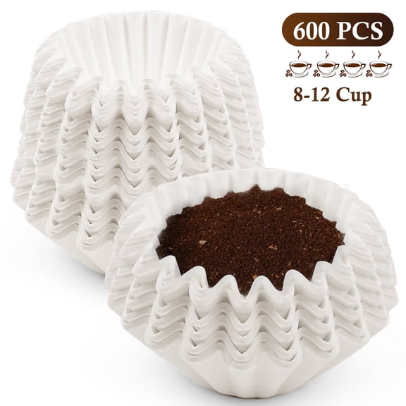 Godance 600 Count Basket Coffee Filters for 8-12 Cup, Commercial Paper Basket Filters | Unbleached & Chlorine-Free, Disposable Coffee Paper Filters Bulk Pack for Home, Restaurants & Cafes (White)
