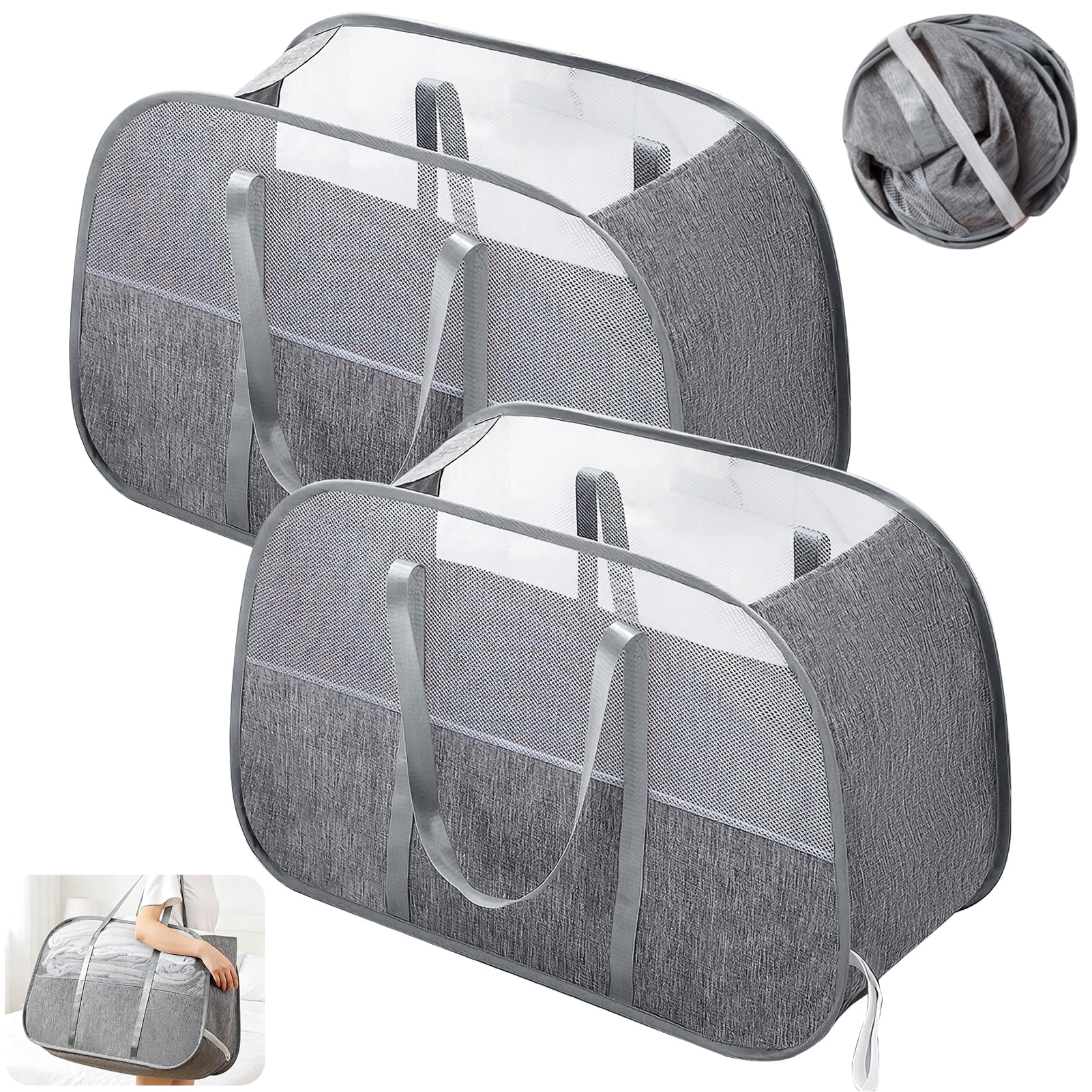Godance Collapsible Laundry Baskets with Easy Carry Handles, 95L Large Foldable Laundry Hamper - Tear-Proof Pop Up Clothes Hamper for Storage - Space-Saving Laundry Basket for Bedroom, Bathroom, Dorm
