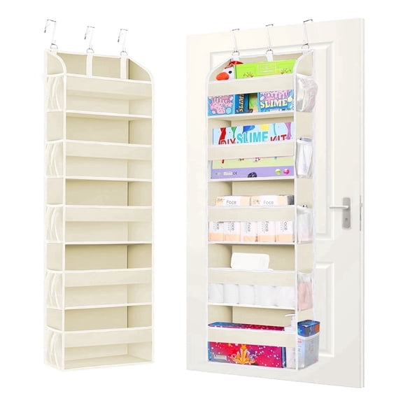 Godance Heavy Duty Over the Door Organizer with 5 Tiers & 5 Large Pockets, Hanging Storage Closet Door Organizer with 10 Side Mesh Pockets & Clear View Windows for Bathroom, Bedroom, Pantry, Nursery