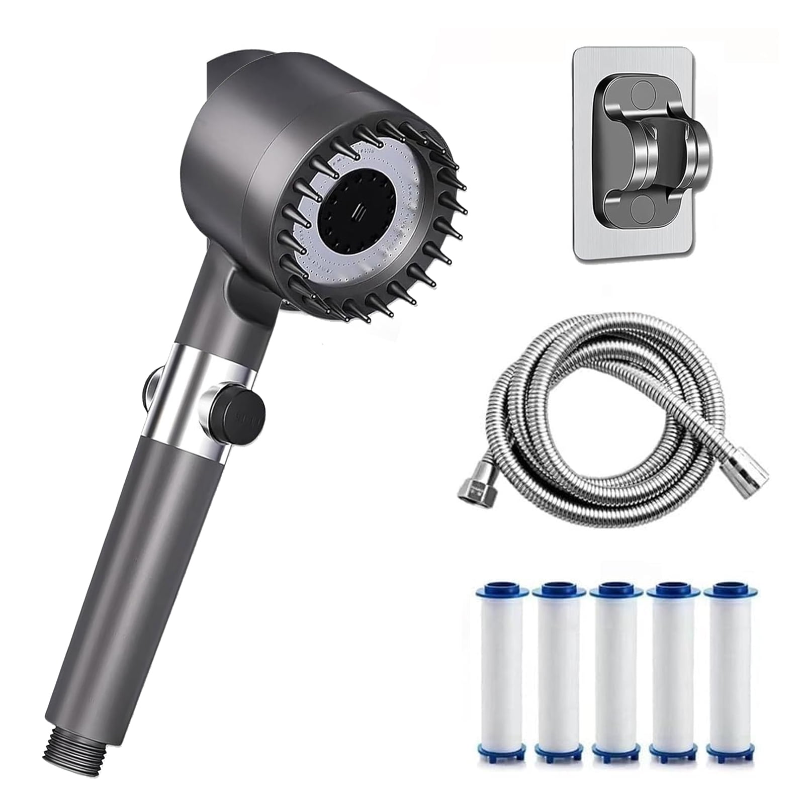 Godance Ion Drops Filtered Showerhead with Hose, 4 Spray Mode Showerhead for Hard Water, Filtered Showerhead with 5 Water Filters, High Pressure Shower Head with Handheld