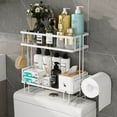 thumbnail image 1 of Bathroom Organizers Storage, Bathroom Shelves with 2 Hooks, Wall Mounted Toilet Shelf Rack, Behind and Above the Toilet Organizer, Gifts for Women, 1 of 8