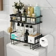 thumbnail image 1 of Bathroom Organizers Storage, Bathroom Shelves with 2 Hooks, Wall Mounted Toilet Shelf Rack, Behind and Above The Toilet Organizer, Gifts for Women, 1 of 8