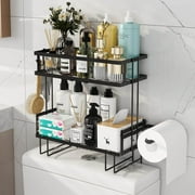 Godboat Bathroom Organizers Storage, Bathroom Shelves with 2 Hooks, Wall Mounted Toilet Shelf Rack, Behind and Above The Toilet Organizer, Gifts for Women