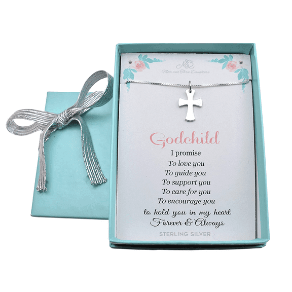 Godchild Celtic Cross Necklace in Sterling Silver. Gift for Godchild. Baptism Gift.