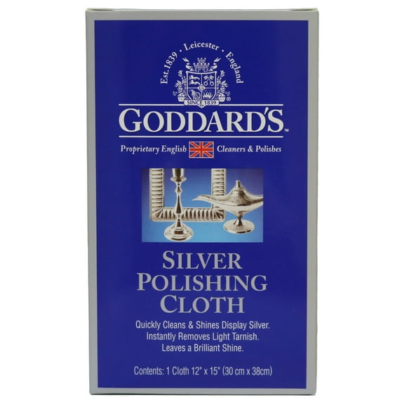 Goddard's Silver Polishing Cloth for Jewelry, Remove Tarnish on Plated or Sterling Silver, Gold, Antiques, and Leaves Tarnish Protection, 1 Cloth