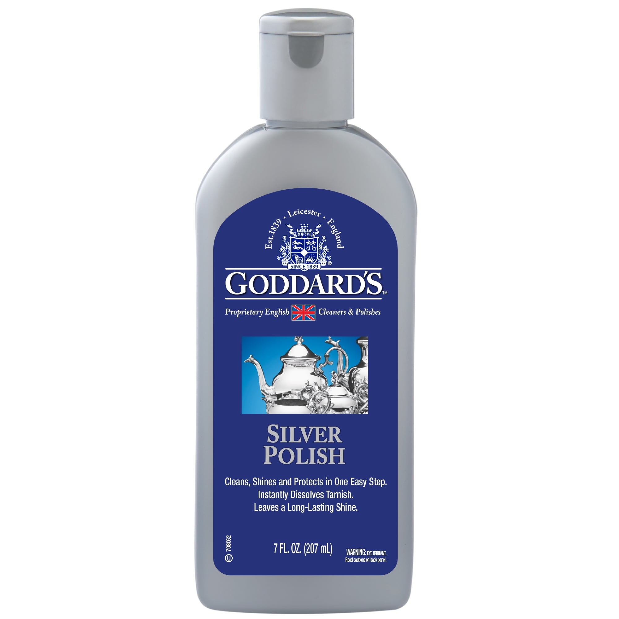 GODDARD'S Silver Polish for Sterling Silver and Silver Plate, Liquid Cleaner and Polish for Silver Jewelry, Silverware, and Antiques - All-in-One Tarnish Remover Solution, 7 oz