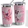 thumbnail image 1 of Goddaughter 20oz Stainless Steel Double Wall Tumblers from Godmother - Butterfly Inspirational Gift (Pink), 1 of 7