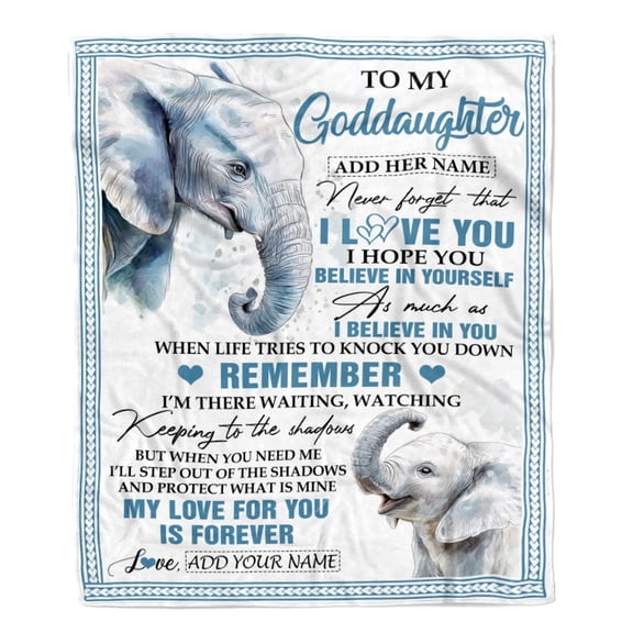 Goddaughter Blanket From Godmother Uncle Elephant My Love For You Is Forever Goddaughter Birthday Fleece Blanket, 50x60in Fleece Blanket