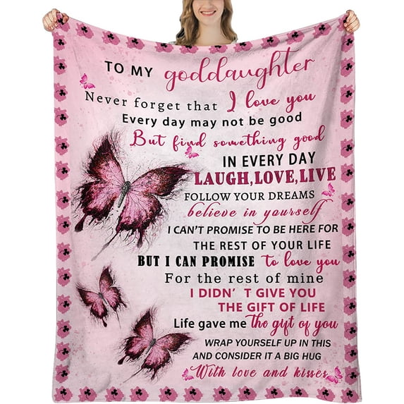 Goddaughter Blanket from Godmother, Goddaughter Gifts from Godmother, Gifts for Goddaughter Birthday Graduation, to My Goddaughter Blanket Throw 60"X50"