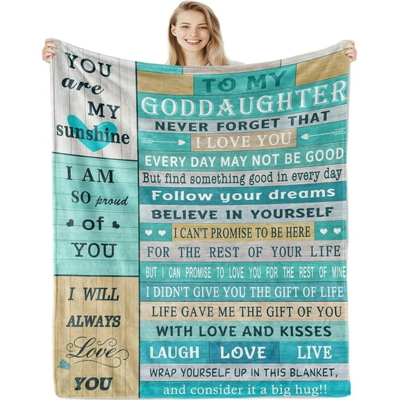 Goddaughter Gifts Blanket 60"X 50", Goddaughter Gifts from Godmother, Goddaughter Graduation/Baptism Gifts,Baptism Gifts for Girl, First 1st Communion Gifts for Girls,Gifts for Goddaughter Birthday