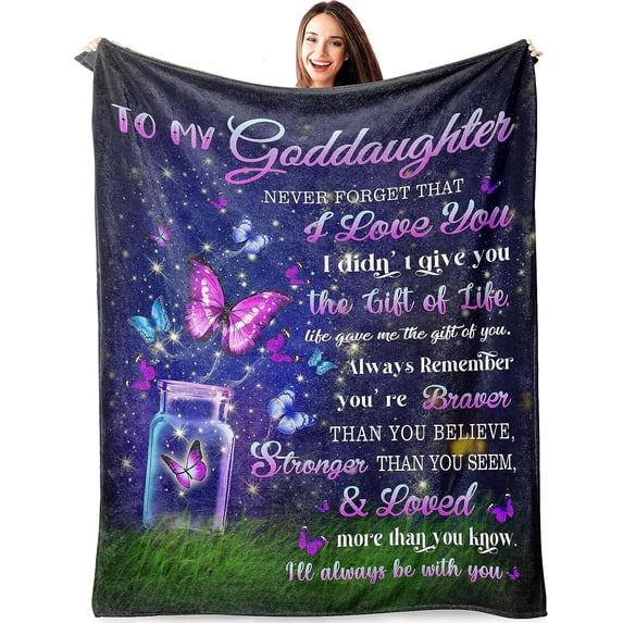 Goddaughter Gifts from Godmother, Goddaughter Gifts Blanket, Goddaughter Baptism Gifts, Birthday Gifts for Goddaughter, First Communion Gifts for Goddaughter, Baptism Gifts Throw Blanket 60"*50"