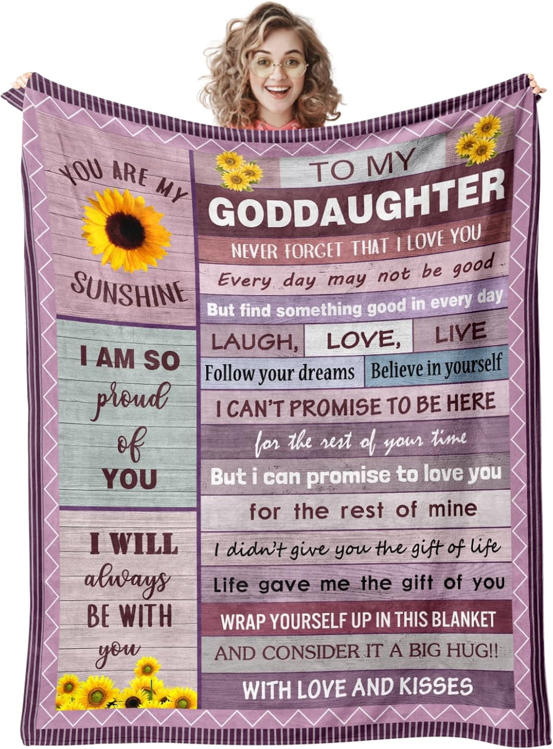 Goddaughter Gifts from Godmother Godfather Godparents, God Daughter Gift Blanket, Christian Christmas Baptism First 1st Communion Confirmation Gifts for Teen Girls Goddaughter Women Blanket