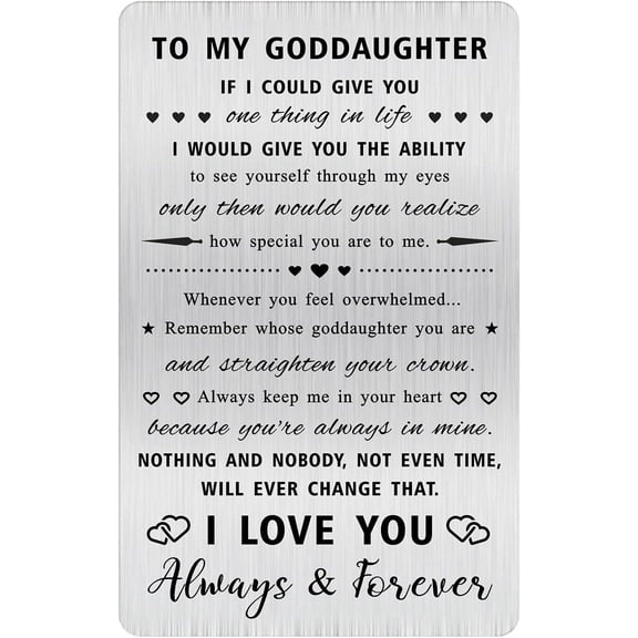 Goddaughter Gifts - I Love You Goddaughter Wallet Card - To My Goddaughter Gifts - God Daughter Cards from Godparents