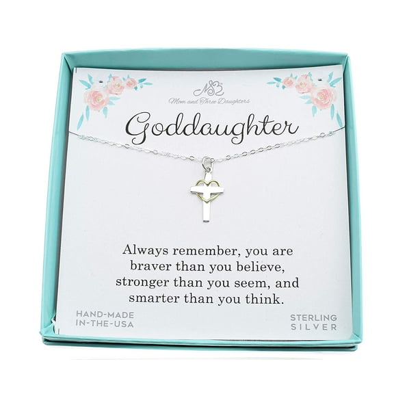 Goddaughter Necklace in Sterling Silver and Bronze. Gift for Godparent. Godchild. First Communion. Confirmation.