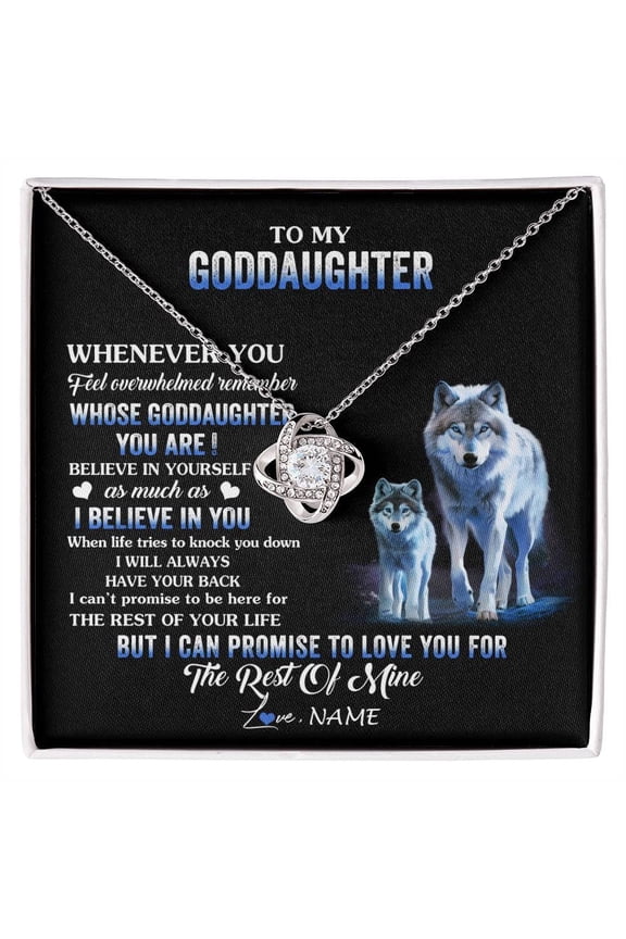 Goddaughter Wolf Overwhelmed Necklace, White Love Knot Necklace