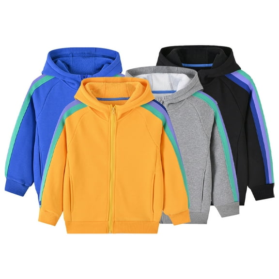 Godderr 1-10 Years Old Boys Girls Hoodie Tops Sweater for Kids Baby,Hooded Sweater,Long Sleeve Solid Color Zipper Padded Cardigan Jacket