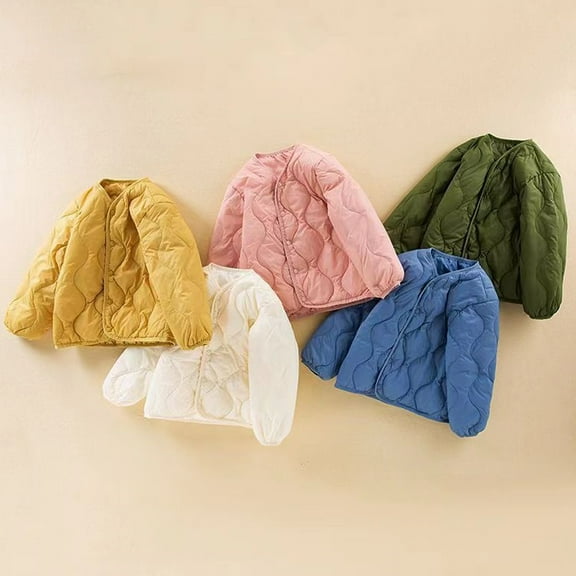 Godderr 1-10Y Baby Kids Down Jacket Coat Winters Coats Casual Outerwear Jackets Autumn Winter Lightweight Short Section Buttons Long-Sleeved Top Coat