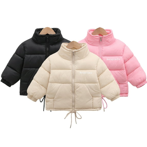 Godderr 1-10y Boys Girls Winter Cotton Jacket for Kids Baby,High Neck Cardigan Winter Jacket,Toddler Short Zipper Winter down Coats