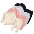 thumbnail image 1 of Godderr 1-7T Boys Girls Fall Winter Fleece Tracksuit Sweatshirt 2-Piece Set for Toddler Kids Solid Color Pullover Sweatsuit Warm Sweatpants Outfits 2PCS, 1 of 8