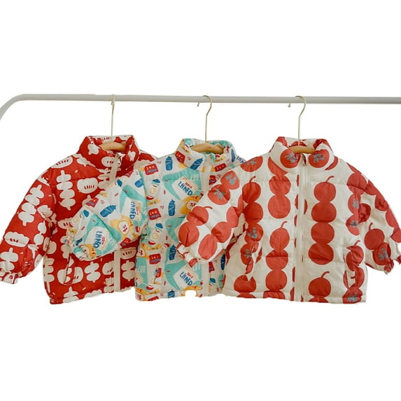 Godderr 1-7Y Baby Boys Girls Down Jacket Winters Coats Thickened Outerwear Jackets Thickened Warm Cartoon Long-Sleeved Jacket