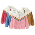 thumbnail image 1 of Godderr 1-7Y Boys Girls Fleece Jackets Coats Fall Winter Stand-Up Collar Outwears Tops Long Sleeve Warm Coats Rainbow Splices Jackets with Zip for Kids Toddler Baby, 1 of 7