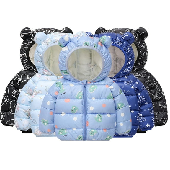 Godderr 1-7Y Toddler Kids Down Jacket Winter Coats with Hoods Puffer Down Jacket Outwear for Baby Boys Down Outwear Printing Leisure Winter Down Cotton Jacket