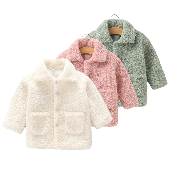 Godderr 1-8 Years Girls Coats Fall Winter Fleece Jacket for Baby Kids Long Sleeve Thick Fluffy Outerwear Toddler Mid-Length Thickened Snowsuit