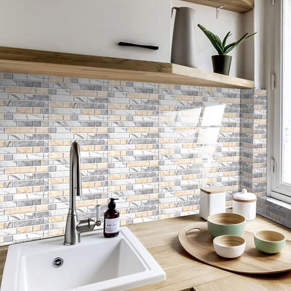 Godderr 10*20inch-12 Pieces Crystal Tile Stickers Waterproof Self-Adhesive Wall Stickers Kitchen Toilet Sticker