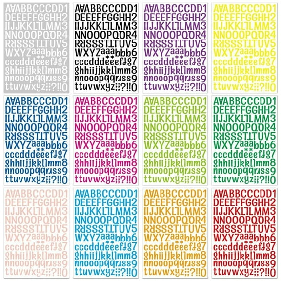 Godderr 12 PCS Letter Stickers,11.4x8.3in Vinyl Self-Adhesive Sticker Letters Waterproof Sticker