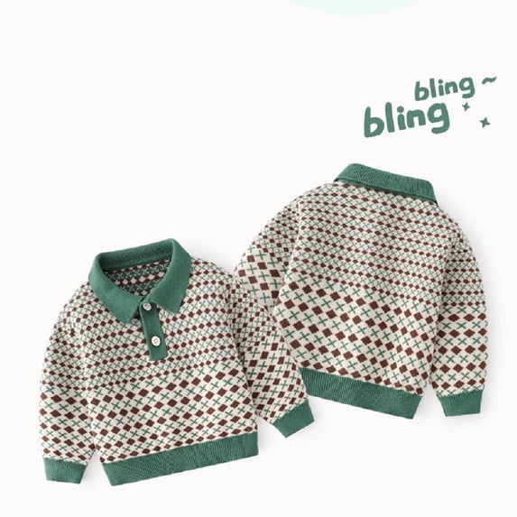 Godderr 12M-9Y Boys Printed Pullover Sweater Lapel Knit Sweater Jackets Coats with Buttons Spring Fall Cartoon Knitwear for Kids Baby Toddler