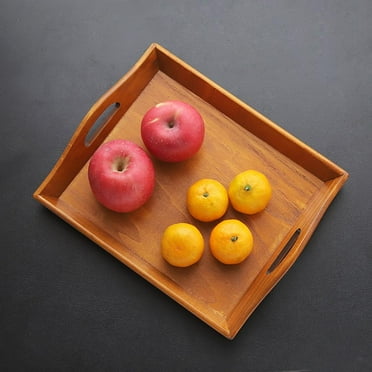 Godderr 12x1x1inch Vintage Wooden Bamboo Tray Home Rectangular Fruit Food Tray