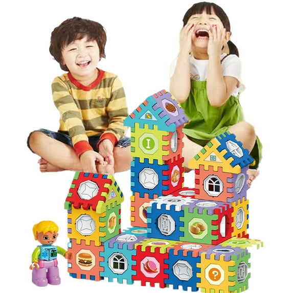 Godderr 156PCS Kids Puzzle Building Blocks Toys,Toddler Building Block House Toys,Plastic Toys,Boys Girls Toys,3+ Years Old Building Blocks Puzzle Toys